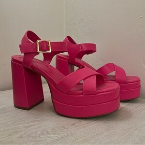 Pink Platform Chunky Heels